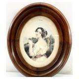 1853 Color Lithograph, Antique Wood Frame