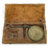 Small Antique Early Gold Scale In Case