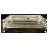 Vintage Silver Plate Casserole Holder & Glass