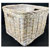 Large White Washed Wicker Storage Basket