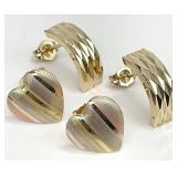 2 Pair 14K Gold Earrings