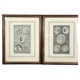 2pc Louis Philippe Boitard Engraving Style Artwork