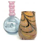 2 Vintage Art Glass Vases