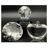 3pc Crystal Paperweights