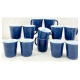 12 Vintage Pyrex Corning Blue Glass Mugs