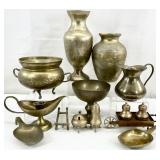 Antique Vintage Asian Brass Vases & More
