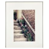 Brick Wall Stairway Potted Flowers Framed &