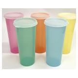 5 New Old Stock Tupperware Tumblers W/ Lids