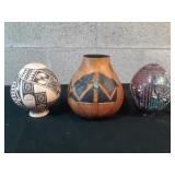 3 Vases Art Deco 7"- 6" - 6"