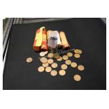 5 rolls of wheat pennies (display)