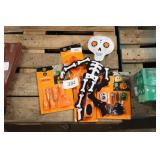 4 pumpkin carving kits and sugar skeleton
