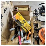 2 boxes of misc & propane regulators