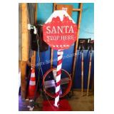 santa stop here lighted sign