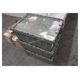 3ct industrial plastic attached lid stackable