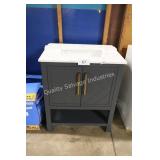 30" blue vanity w top (corner damage on top)