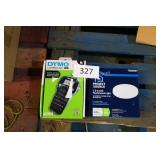 dymo label maker and round light fixture