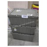3ct plastic hinged lid storage totes