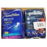2ct asst kids goodnites disposable underwear XS &