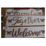 3pc metal wall signs ï¿½FAMILY,TOGETHER, WELCOMEï¿½