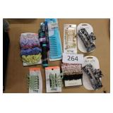 9ct asst hair ties/claw clips/combs/hair pins