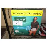40ct depend mens disposable underwear L
