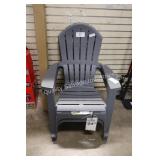 2 outdoor gray plastic chairs