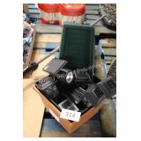 solar lights and 2 planters
