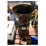 plant stand, planter and pumpkin