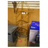 corner metal shelf w glass shelves (bent frame)