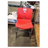 4 red plastic/metal chairs