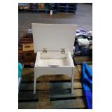 white sitting bench (opens up)