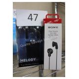 melody wireless earbuds & sony wired earbuds