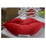 red lip neon light & lip throw pillow