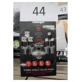 3pk USB-A to lightening charging cables