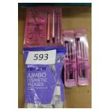 3ct assk makeup brush sets & jumbo cosmetic