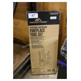 4pc steel log holder fireplace tool set