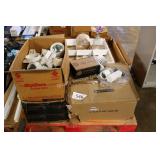 skid of trac lighting, light panels etc