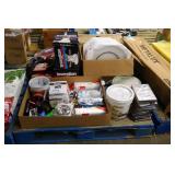 skid of DVDs, water filters etc