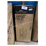 4pc steel log holder fireplace tool set