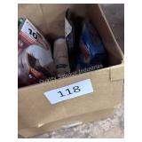 box of plumbing supplies and parts