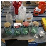 9 glass jars/bottles