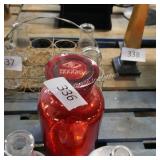 red glass vase w lid