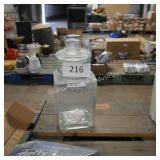 clear glass drinking container