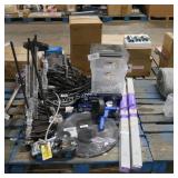 skid w auger, floor lamp, totes, etc