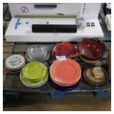 1/2 skid of asst colored dishes