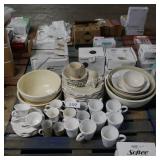 1/2skid of white dishes