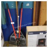 leaf rake and post hole diggers