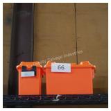 2 orange latch lock boxes
