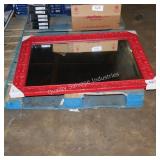 red framed mirror