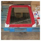 red framed mirror